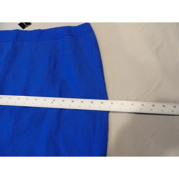 Ashley Stewart 18 Skirt Blue Ramie Rayon Blue Pencil Straight Career Zip Plus - Picture 5 of 11